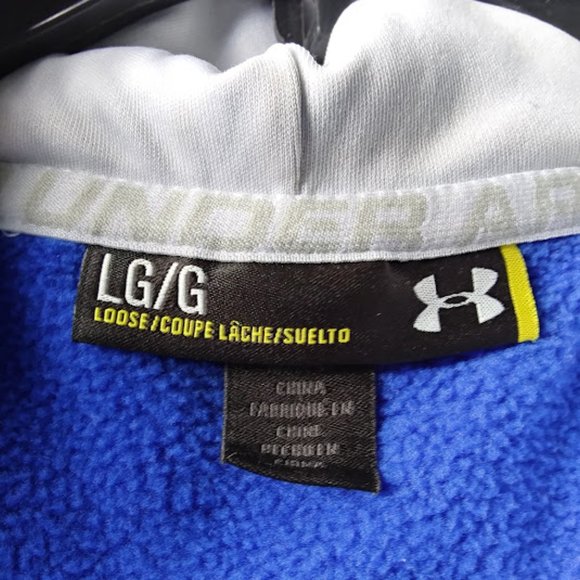 UNDER ARMOUR HOODIE*BIG EMBROIDERED LOGO*MEN SIZE LARGE LOOSE*FLEECE LINED - Picture 4 of 9